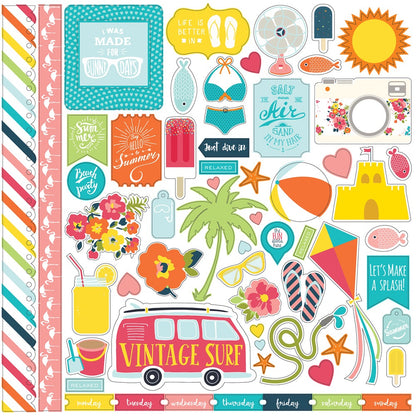 Echo Park SUMMER PARTY 12&quot;X12&quot; 14pc Scrapbook Kit Scrapbooksrus