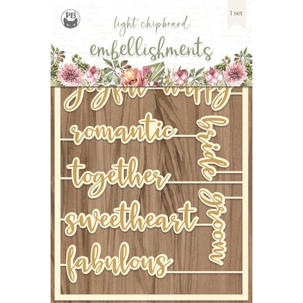 P13 ALWAYS &amp; FOREVER Light Chipboard Laser Cut Wood Embellishments 1 Set