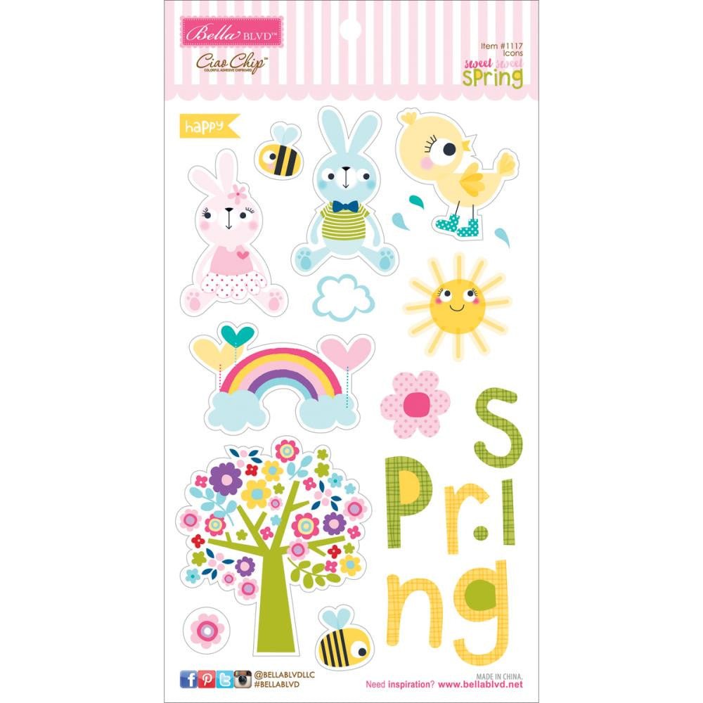 Bella Blvd SWEET SWEET SPRING Chipboard Icons 22pc - Scrapbook Kyandyland