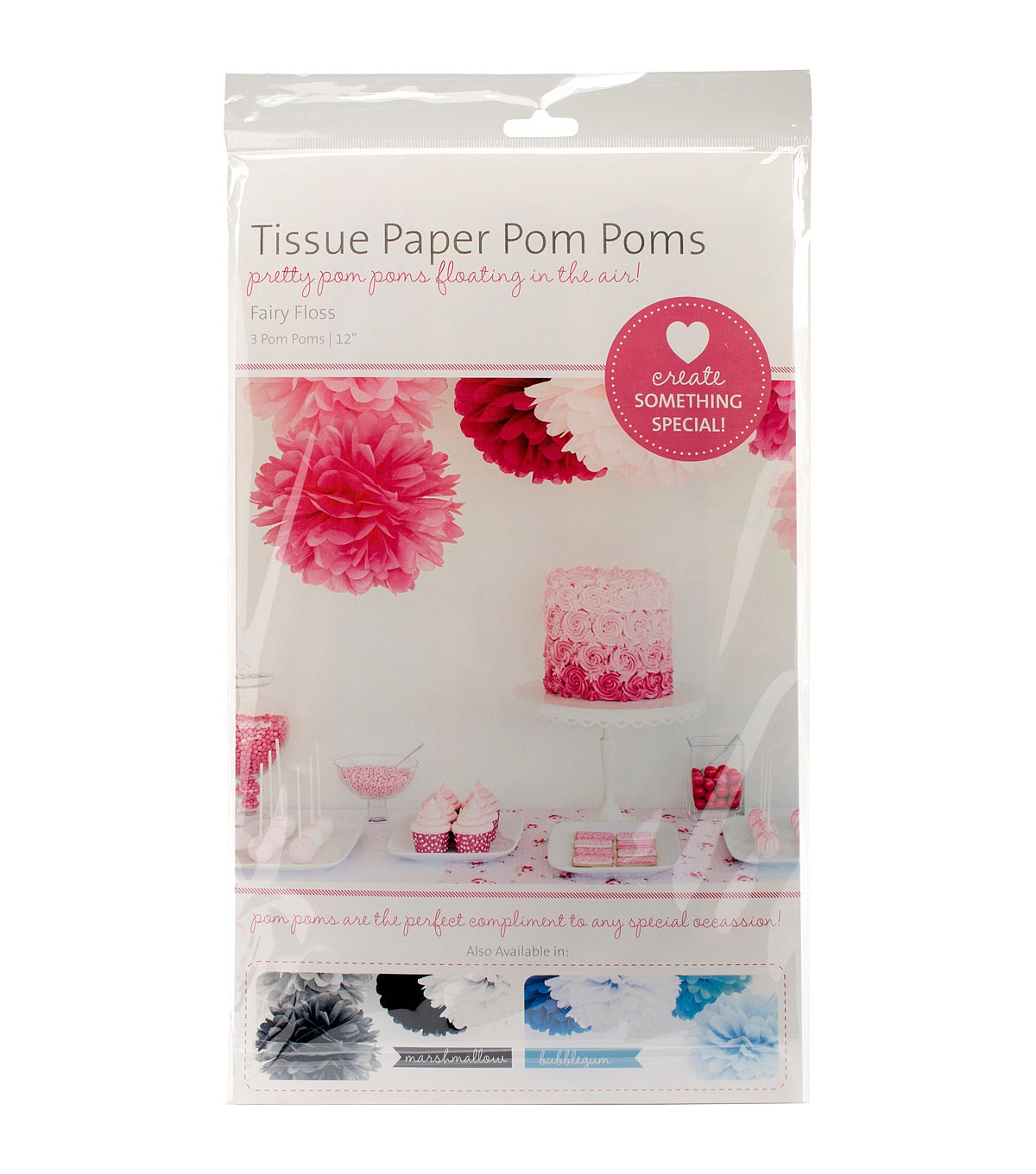 Kaisercraft Tissue Paper Pom Poms FAIRY FLOSS Pink Scrapbooksrus