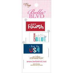 Bella Blvd ALL AMERICAN WORDS Flags 2&quot;X5&quot; 3pc - Scrapbook Kyandyland