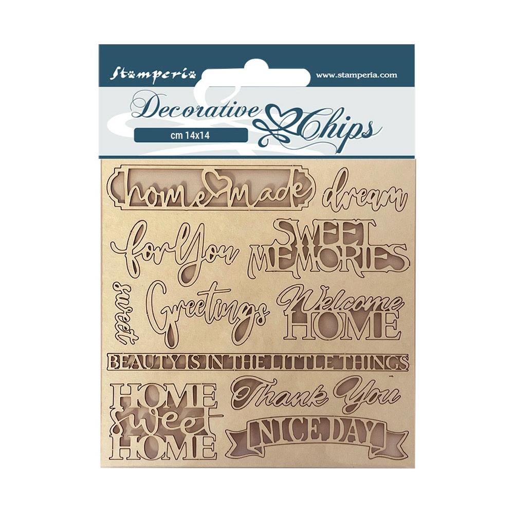 Stamperia Decorative Chips CASA GRANADA QUOTES 12pc