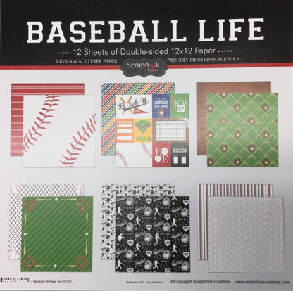 BASEBALL LIFE KIT 12&quot;X12&quot; Scrapbook Paper 12 Sheets