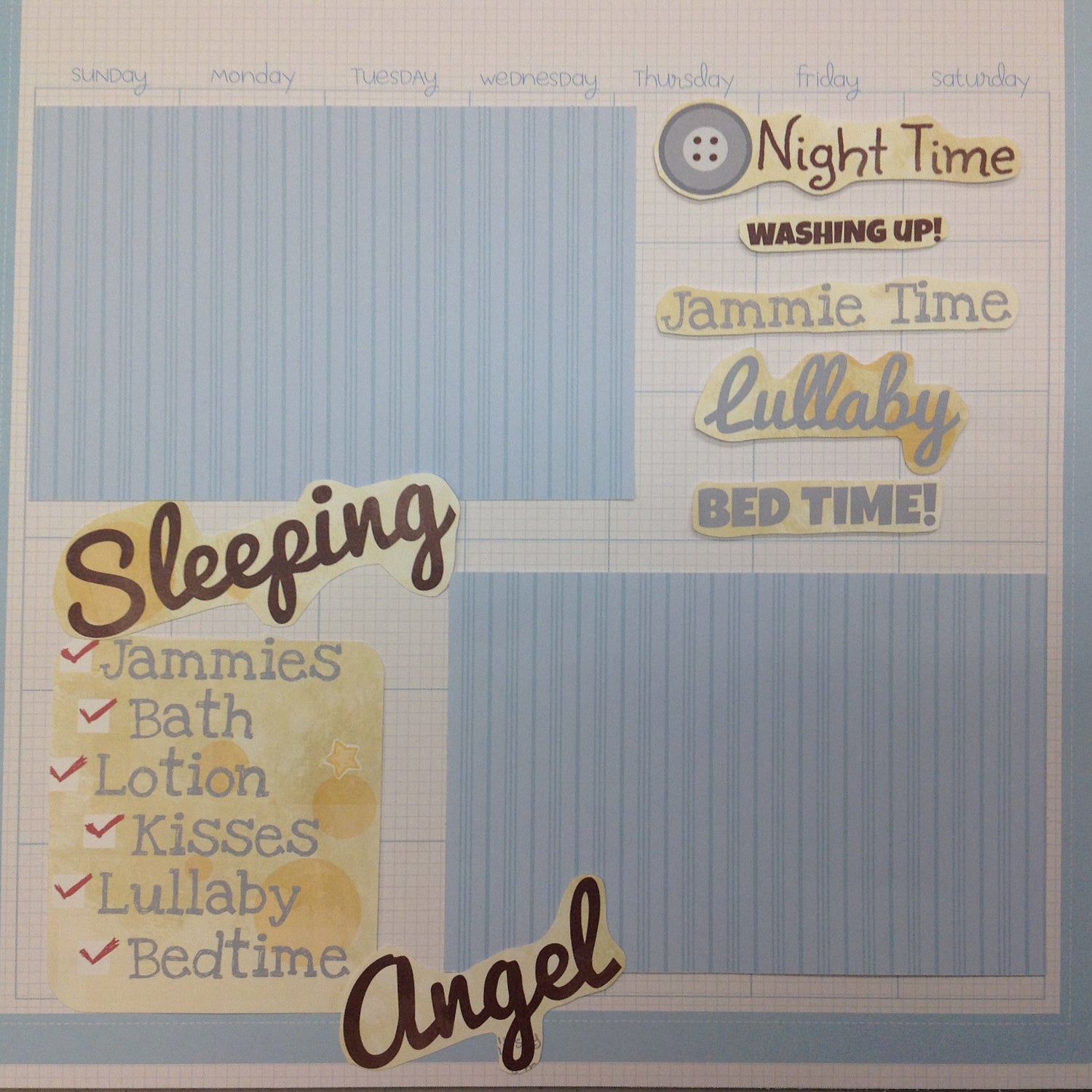 Premade Scrapbook Page (1) 12&quot;x12&quot; SLEEPING ANGEL - Scrapbook Kyandyland