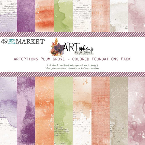 49 and Market ArtOptions PLUM GROVE COLORED FOUNDATIONS 12x12 Scrapbook Collection Paper Pack