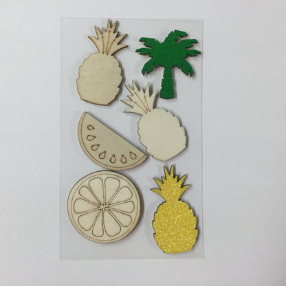 Tropical Wooden Self-Adhesive Embellishments 6pc Scrapbooksrus 