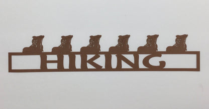 HIKING BOOTS Brown Laser Cut DieCut Hike Title