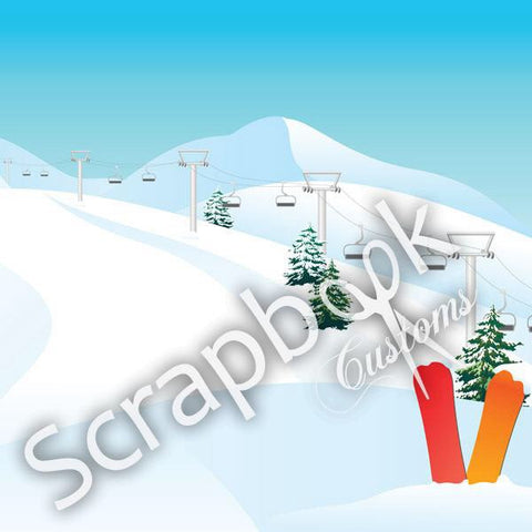 Scrapbook Customs SNOWBOARDING MOUNTAIN RIGHT  1 Sports Sheet - Scrapbook Kyandyland