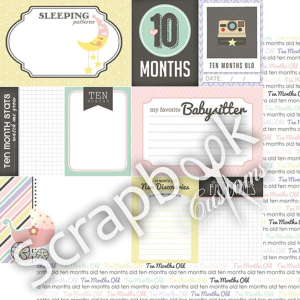 BABY GIRL MONTHS 12&quot;X12&quot; Scrapbook Customs Paper - Scrapbook Kyandyland