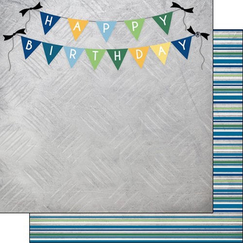 Scrapbook Customs His Birthday Banner Stripe Paper @ScrapbooksRUs