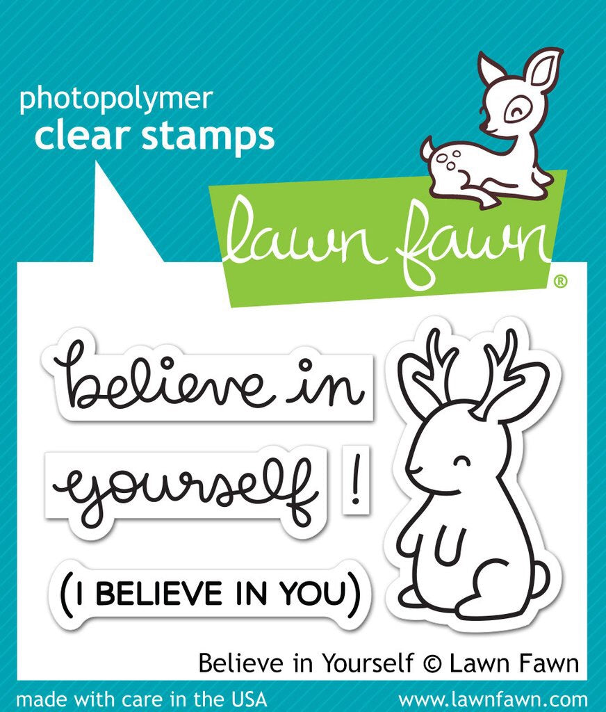 Lawn Fawn BELIEVE IN YOURSELF Clear Stamps @scrapbooksrus