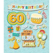 Life's Little Occasions 60TH BIRTHDAY 3D Sticker 21pc - Scrapbook Kyandyland