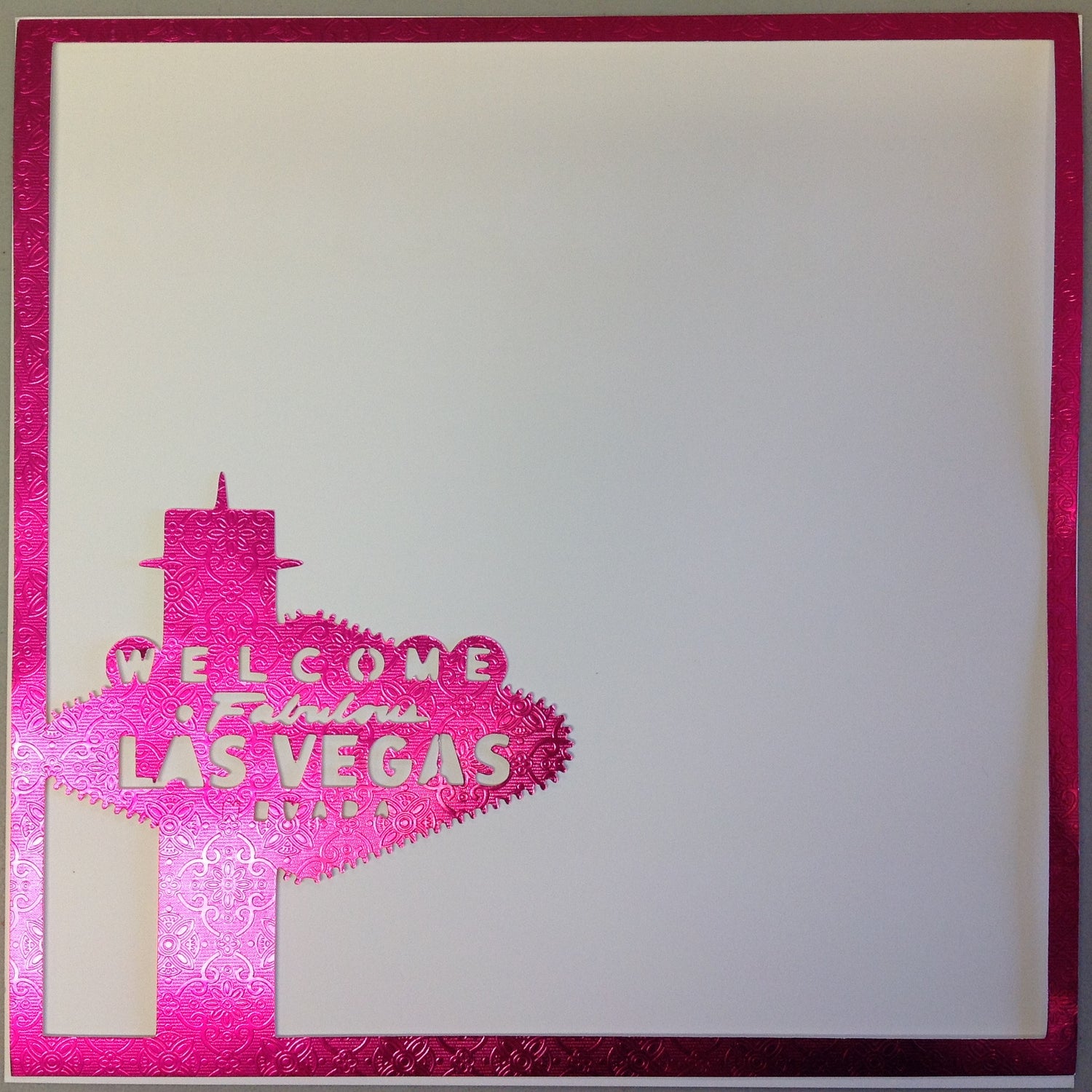 Page Frame WELCOME LAS VEGAS Pink Foil 12&quot;x12&quot; Scrapbook Overlay