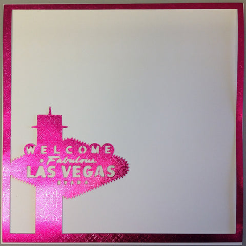 Page Frame WELCOME LAS VEGAS Pink Foil 12"x12" Scrapbook Overlay