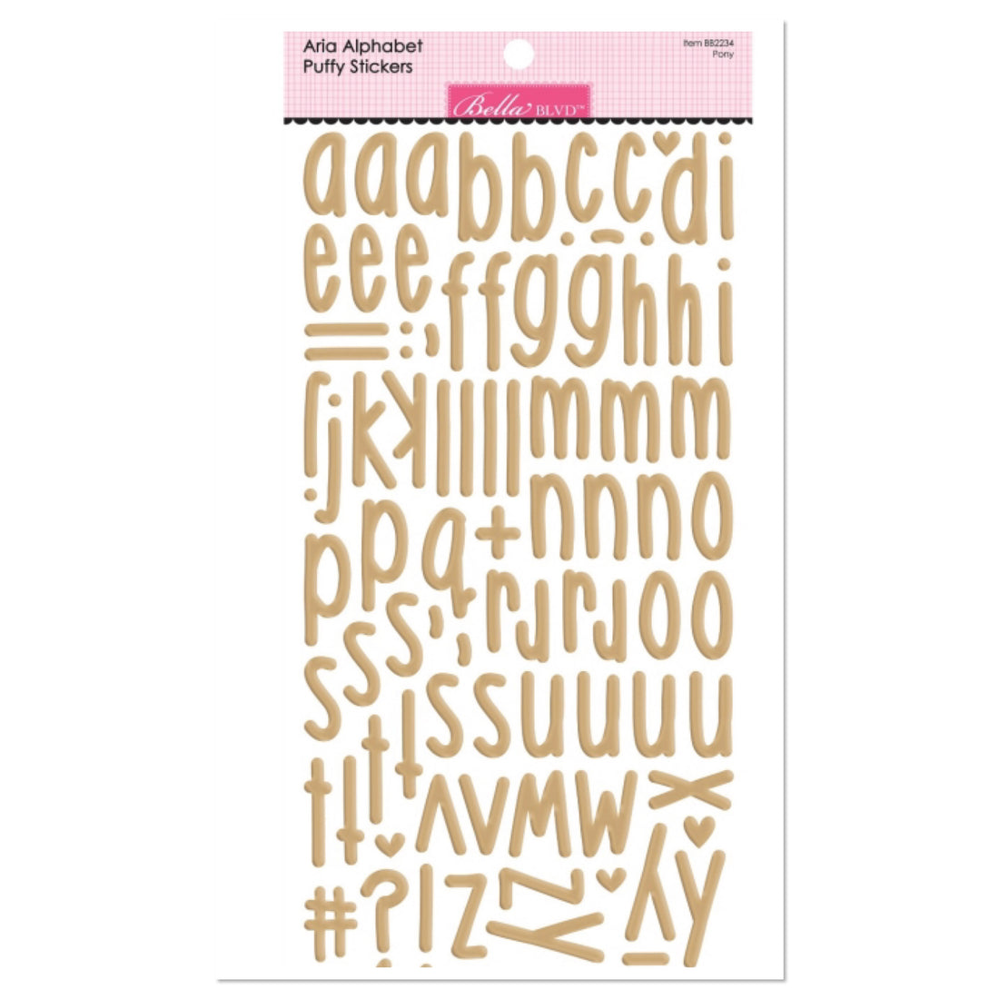 Bella Blvd Aria Alphabet PONY Beige Puffy Stickers Scrapbooksrus