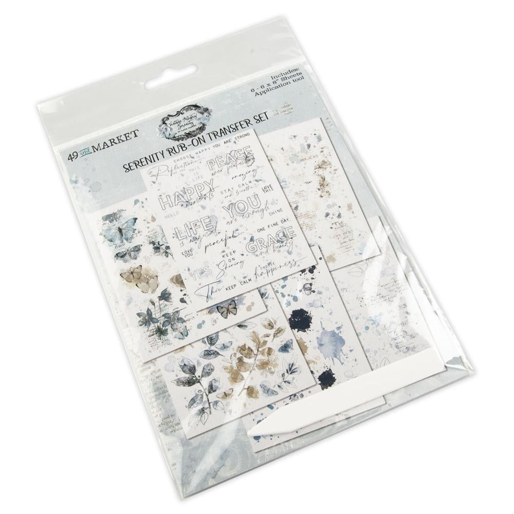 49 and Market Vintage Artistry 6”X8” SERENITY RUB-ON Transfer Set