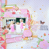 Chickaniddy TWIRLY GIRLY 32pc Scrapbook Bundle Collection Kit 12"X12" SAMPLE PAGE