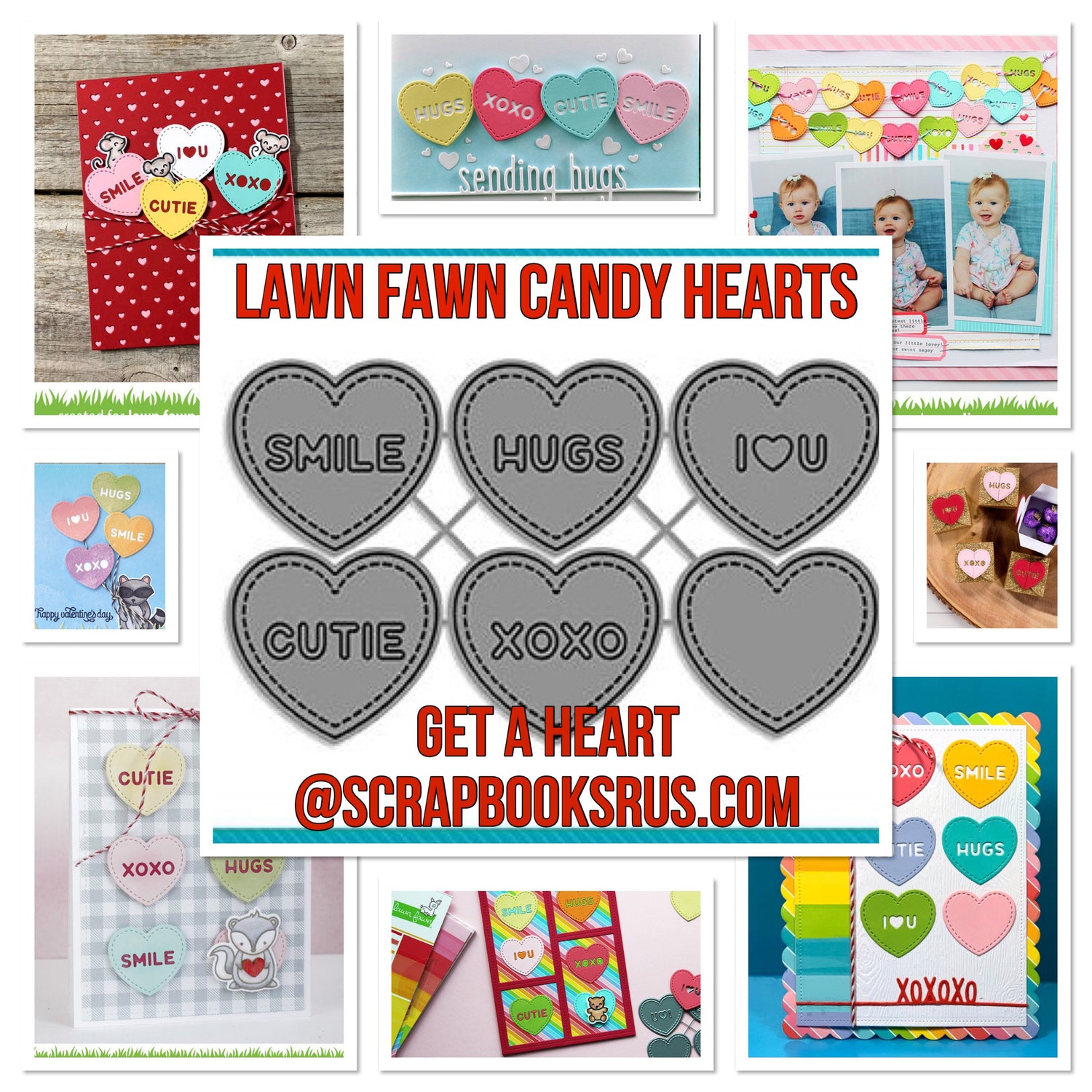 Lawn Fawn Cuts CANDY HEARTS Custom Craft Dies Sample Video at Scrapbooksrus Las Vegas