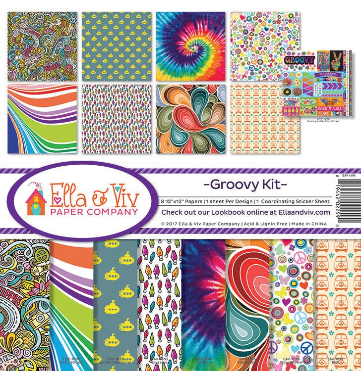 Ella &amp; Viv GROOVY KIT 12&quot;X12&quot; Scrapbook Kit 9pc Scrapbooksrus