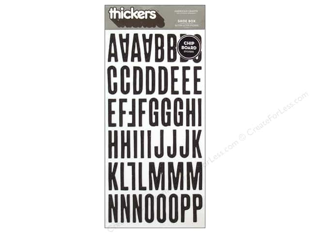 American Crafts Thickers SHOEBOX Black Glitter Letters Stickers - Scrapbook Kyandyland