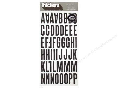 American Crafts Thickers SHOEBOX Black Glitter Letters Stickers - Scrapbook Kyandyland