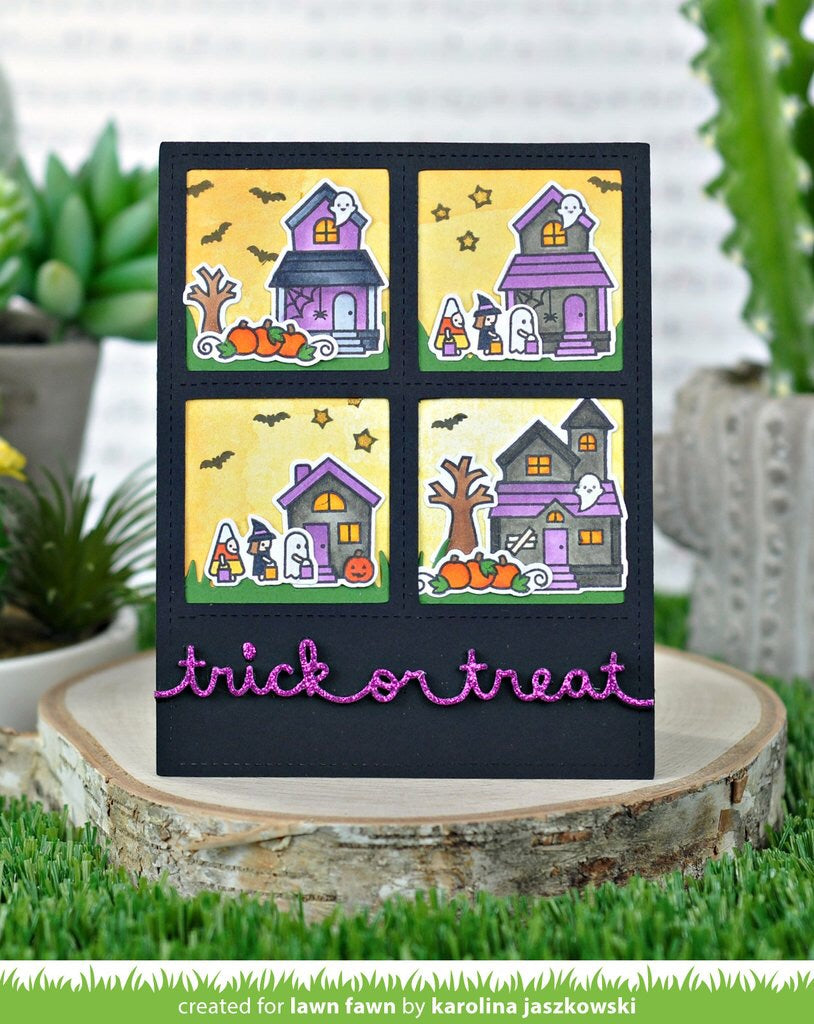 Lawn Fawn Cuts FOURSQUARE BACKDROP PORTRAIT Sample Card Ideas @Scrapbooksrus