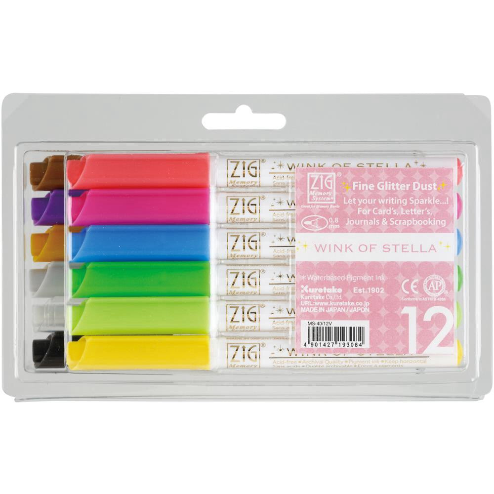 Zig Memory System Wink Of Stella GLITTER MARKERS 12pc - Scrapbook Kyandyland