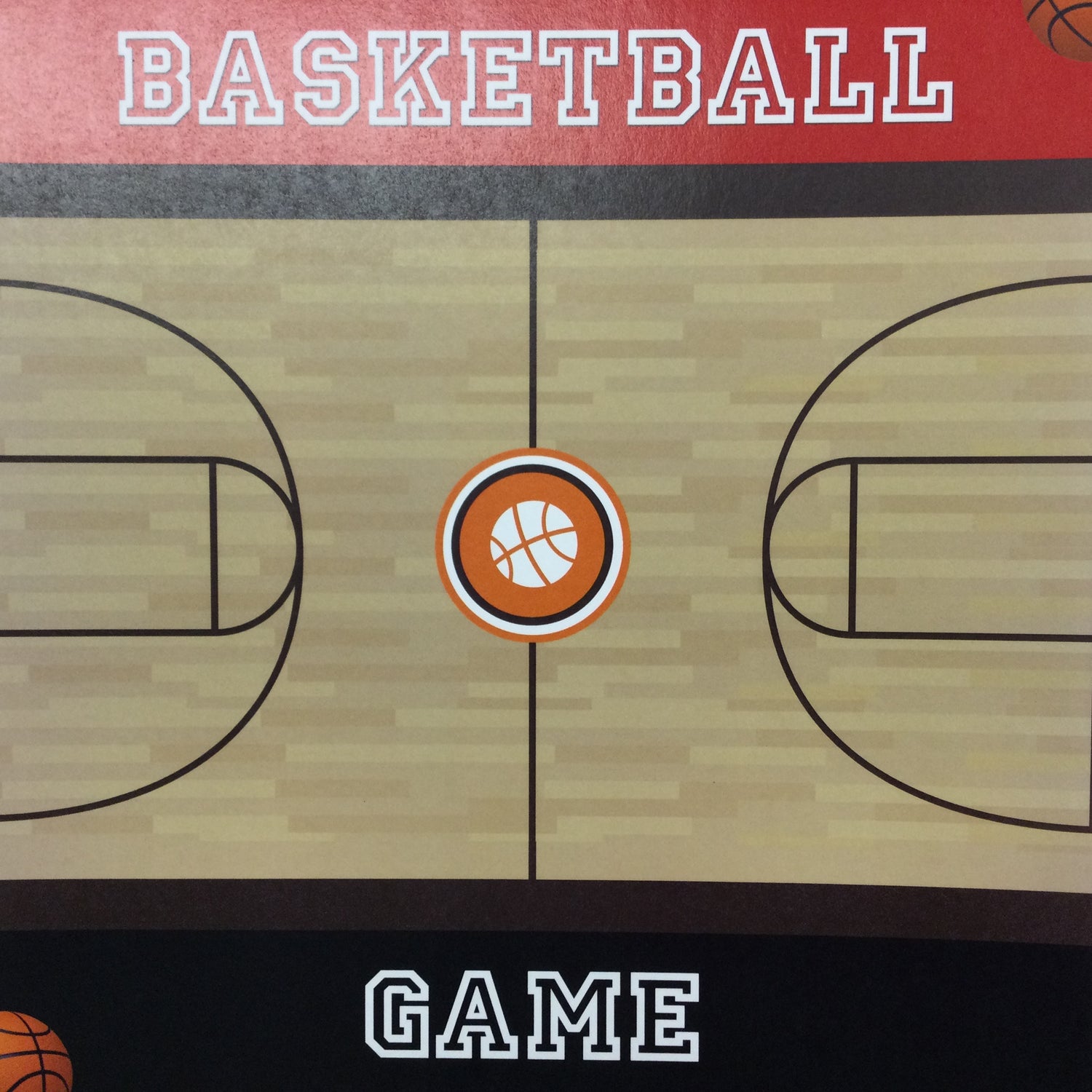 BASKETBALL COURT Red 12&quot;X12&quot; Scrapbook Paper Scrapbooksrus