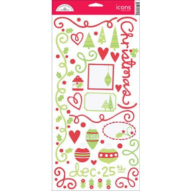 Doodlebug Icons JOLLY HOLLY DAYS Cardstock Sticker Sheet