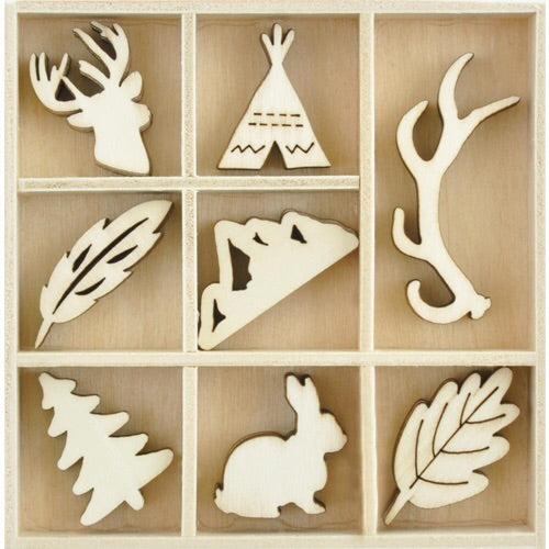 Kaisercraft WOODLANDS Wooden Flourishes Pack 55pc