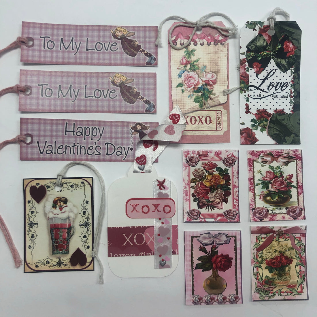 Tags &amp; Ephemera 11pc VALENTINE&