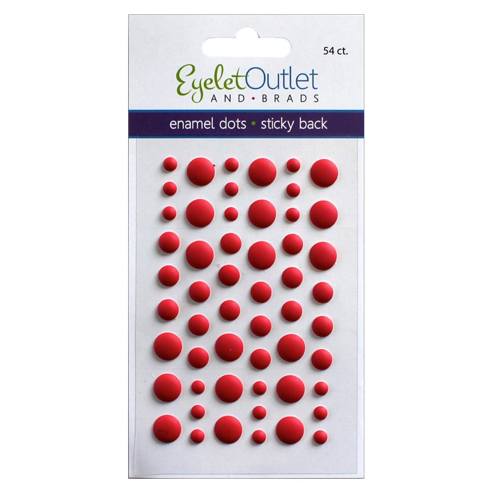 EyeLet Outlet ENAMEL DOTS MATTE RED Sticky Back 54pc