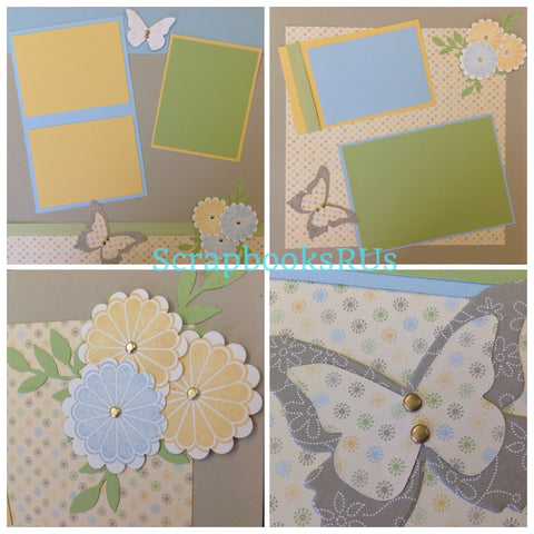 Premade Scrapbook Page (2) 12"x12"  Stampin Up SPRING TIME