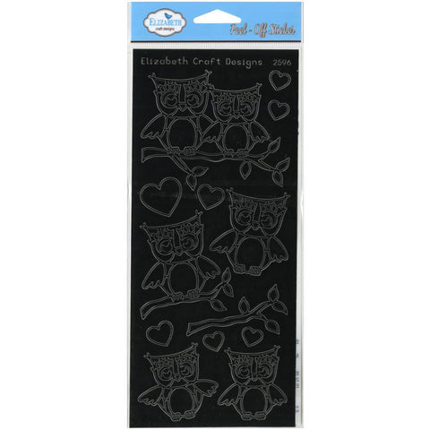 Elizabeth Craft  LOTS OF OWLS Black Peel Off Stickers 2596 - Scrapbook Kyandyland