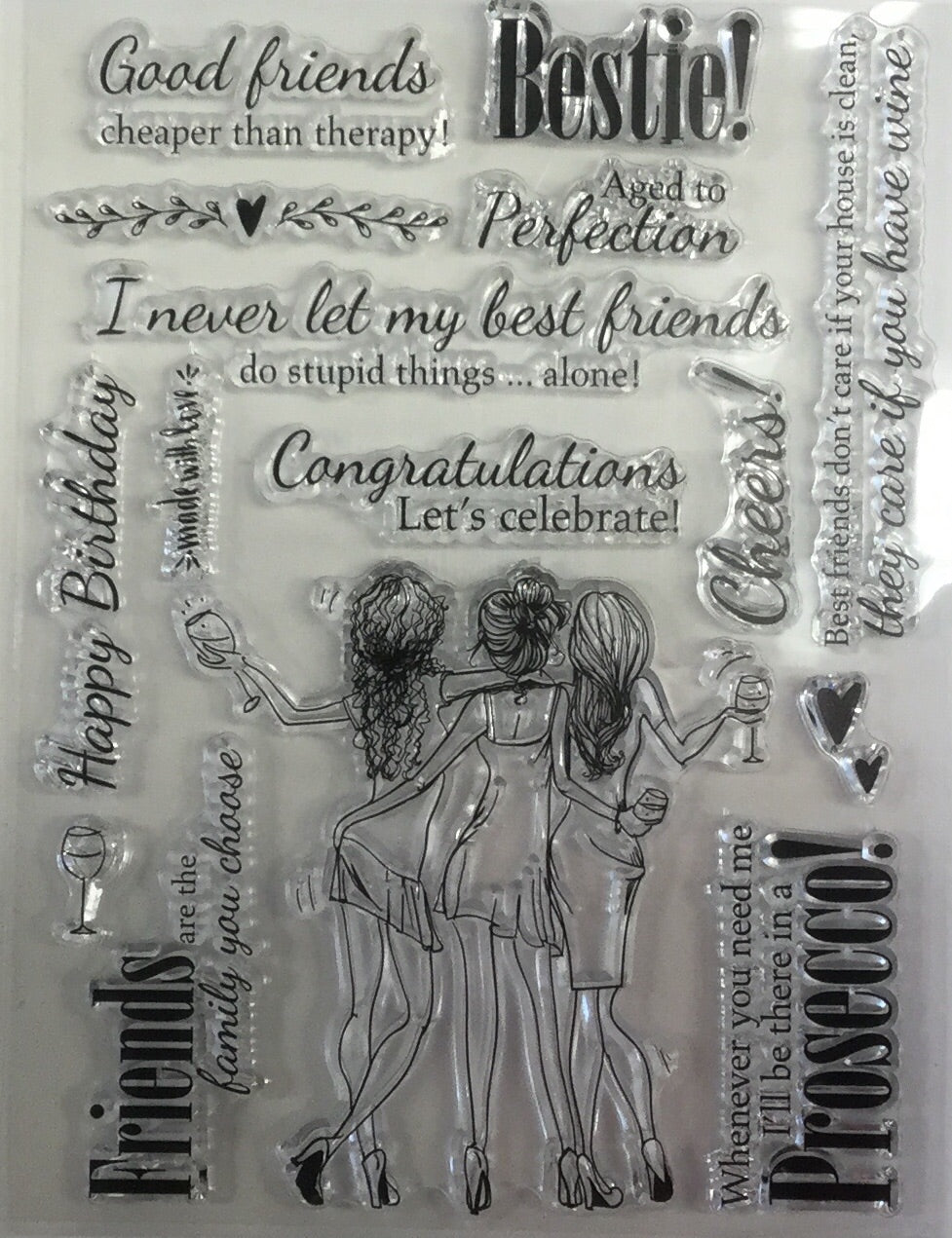 BEST FRIENDS Bestie Clear Acrylic Stamp Set 17pc