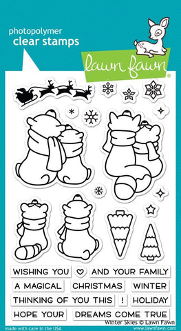 Lawn Fawn WINTER SKIES Clear Stamps 27 pc Scrapbooksrus