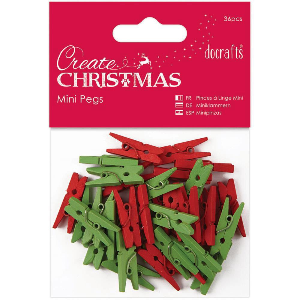 Docrafts Papermania Create Christmas MINI PEGS 36pc - Scrapbook Kyandyland