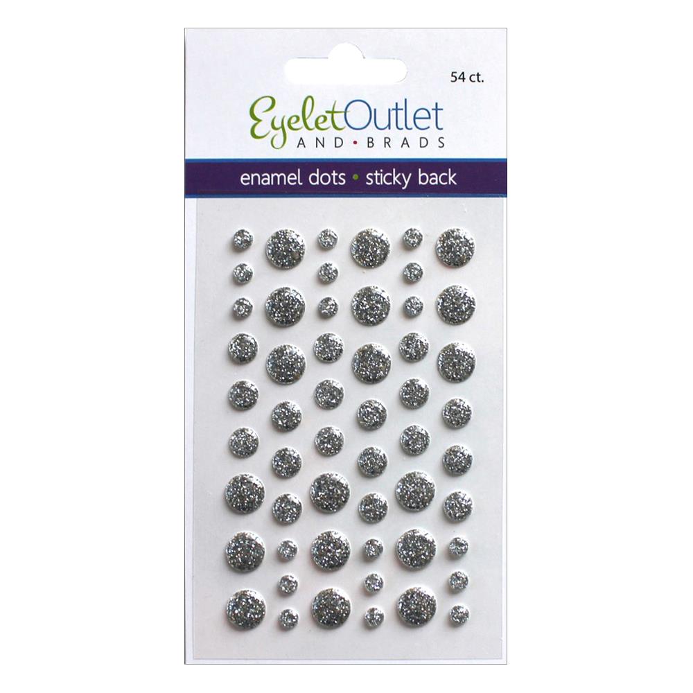 EyeLet Outlet ENAMEL DOTS GLITTER SILVER Sticky Back 54pc