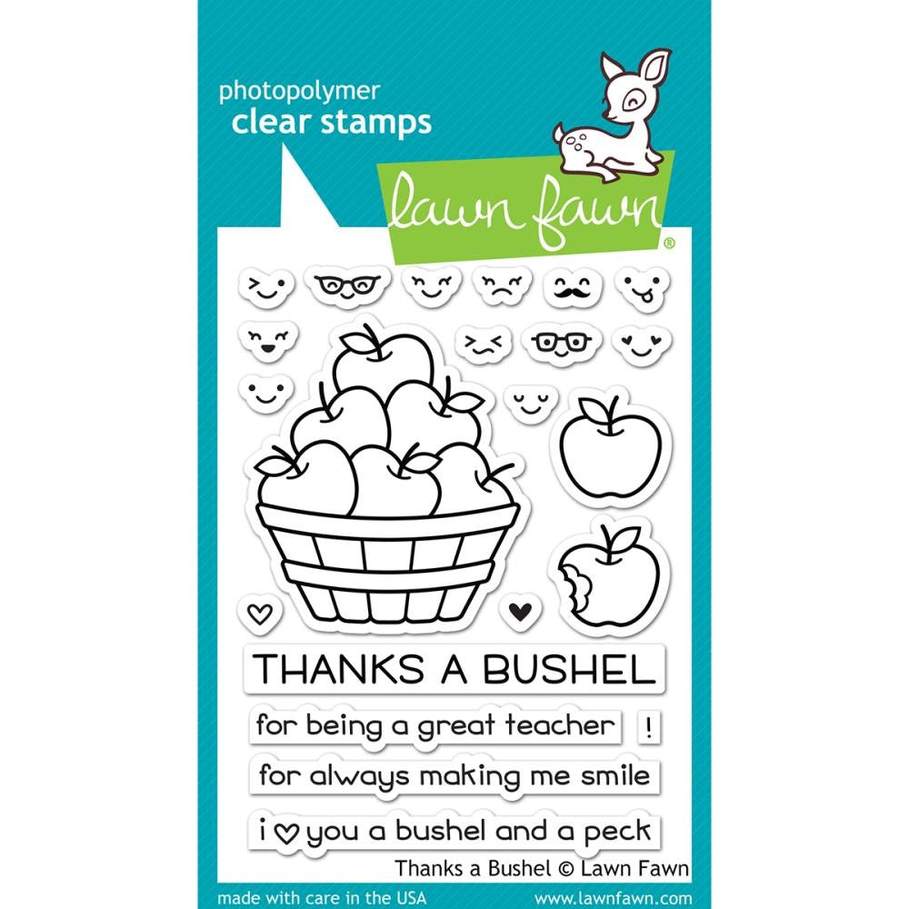 Lawn Fawn THANKS A BUSHEL Teacher Apple Clear Stamps 4&quot;X3&quot;