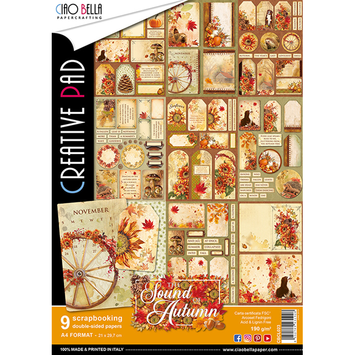 Ciao Bella THE SOUND OF AUTUMN A4 Paper Pad 9 sheets Scrapbooksrus