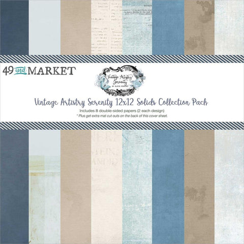 49 and Market Vintage Artistry SERENITY 12”X12” SOLIDS Scrapbook Collection Pack