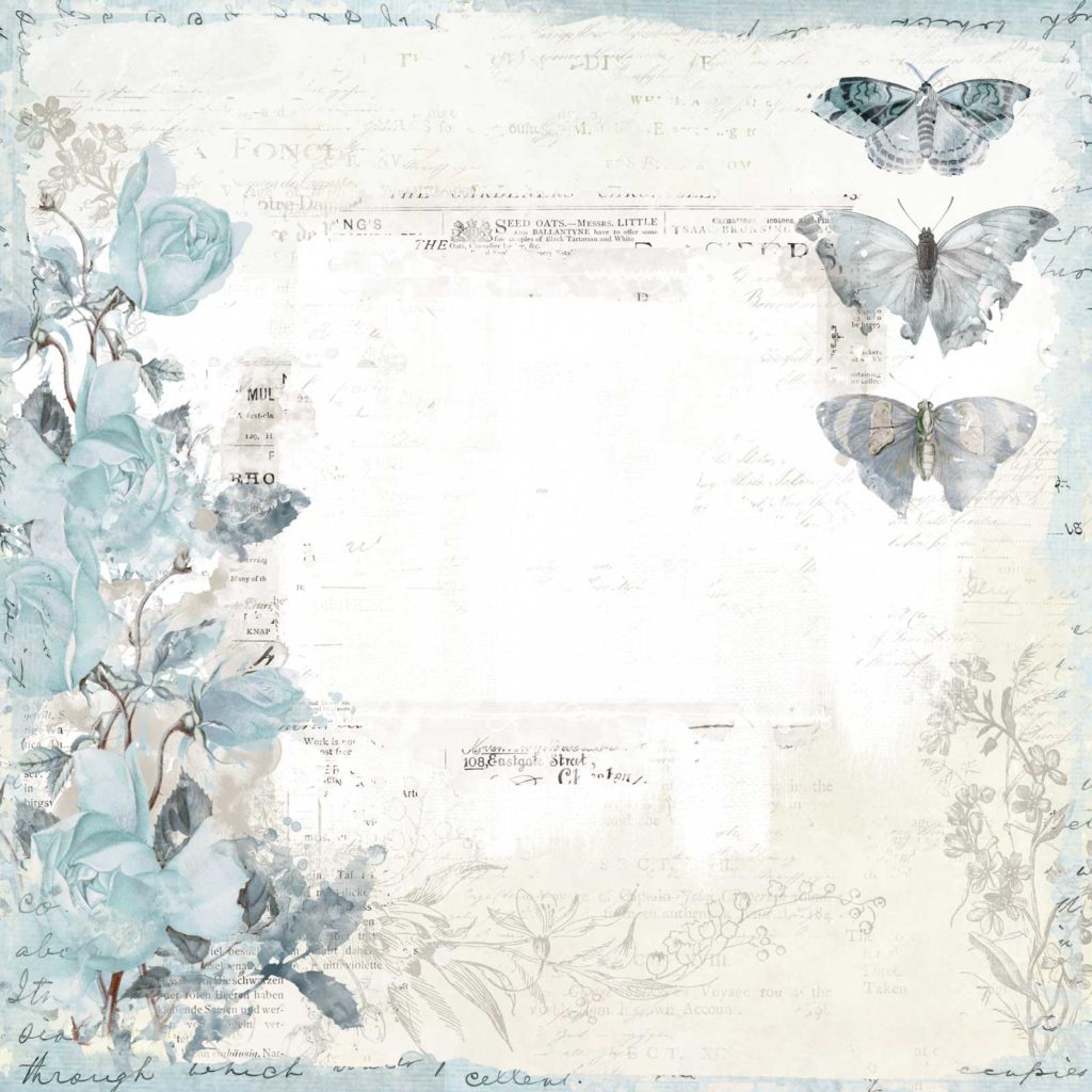 49 and Market Vintage Artistry Serenity FLUTTERING TRIO 12"X12" Scrapbook Paper