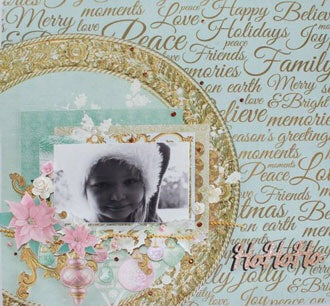 Kaisercraft Christmas Wishes GILDED FRAME DieCut 12X12 Scrapbook Paper 1pc Scrapbooksrus