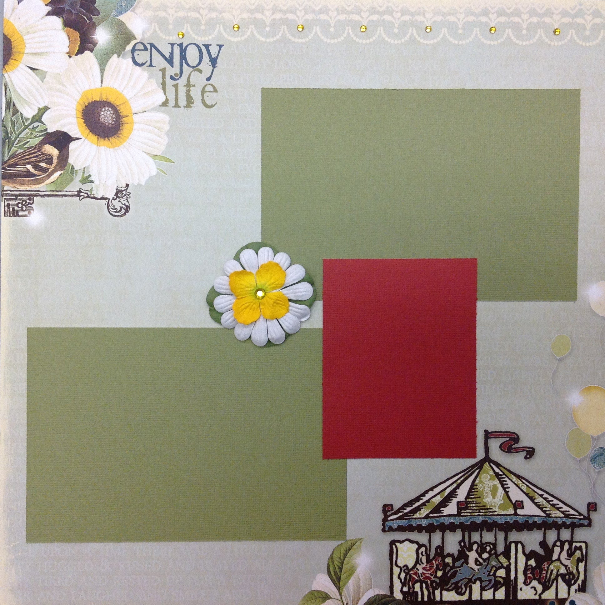 Premade Scrapbook Page (1) 12&quot;x12&quot; ENJOY LIFE Scrapbooksrus