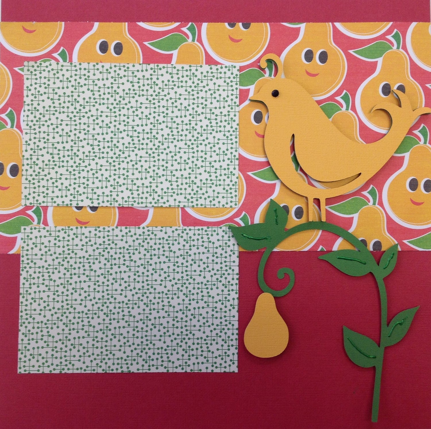 Premade Scrapbook Page (2) 12&quot;x12&quot; PARTRIDGE PEAR TREE