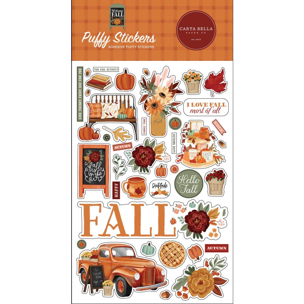 Carta Bella WELCOME FALL Puffy Stickers 35pc