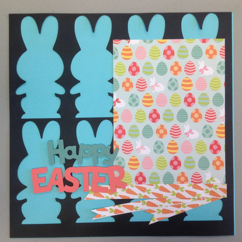 Premade Scrapbook Page HAPPY EASTER BLUE 12x12