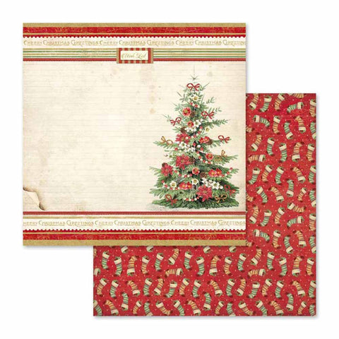 Stamperia Christmas Vintage CHRISTMAS TREE SBB567 12"X12" Scrapbook Paper Scrapbooksrus