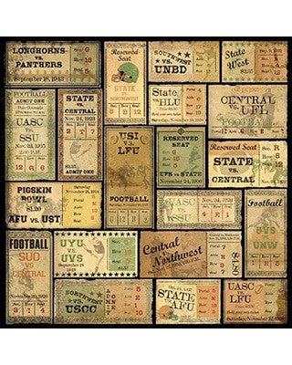Football Karen Foster FOOTBALL TICKETS Sports 12"X12" Paper Sheet - Scrapbook Kyandyland