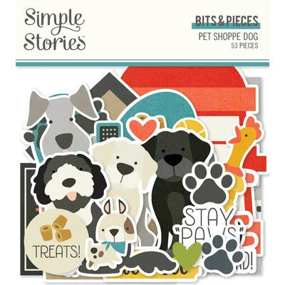 Simple Stories Pet Shoppe Dog - BITS &amp; Pieces  Cardstock Die-Cut 53pc Scrapbookrus